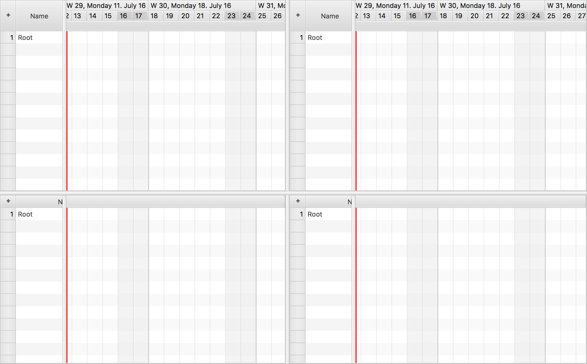 Quad Gantt Chart Container